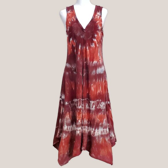 Akasha Sun Dresses & Skirts - Elden Tie Dye Dress Rust, Red, and Brown Tie-Dye Fairy Dress by Akasha Sun